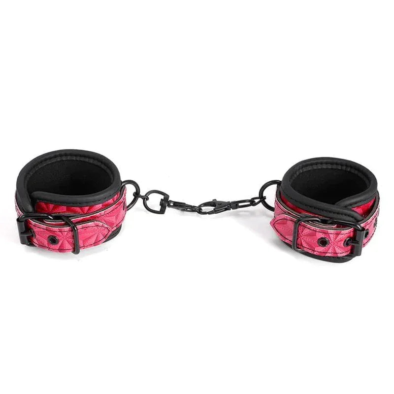 Bdsm Red Bondage Set for Men & Women - Includes Handcuffs, Ankle Cuffs, Blindfold, Adjustable Bondage Restraints