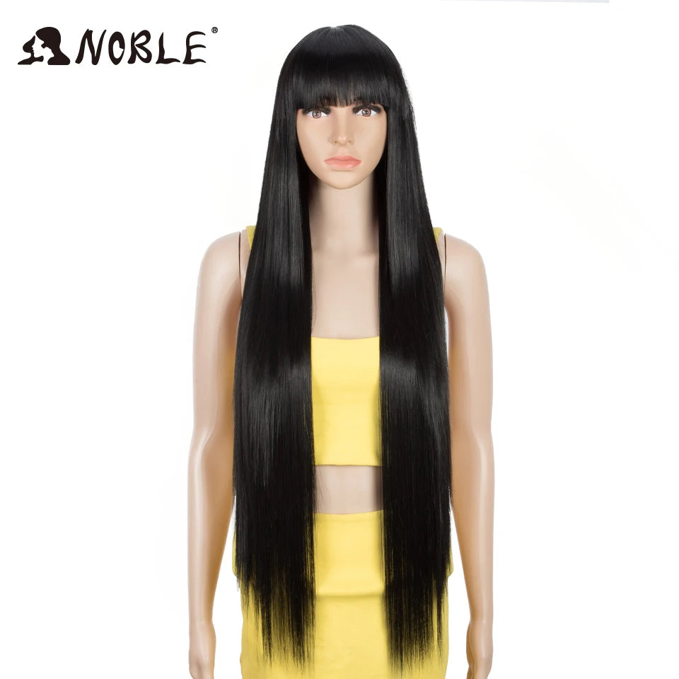 Noble Pink Wig With bangs Synthetic Wig With Bangs Long Straight Ombre Wig Colored Wig Wig For Women Cosplay Wig For Black Women