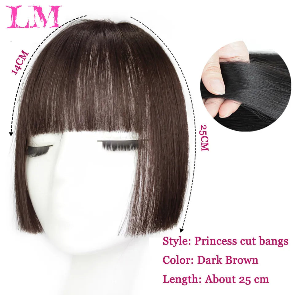 LM Short Synthetic Bangs Heat Resistant Hairpieces Hair Women Natural Short Fake Hair Bangs Hair Clips For Extensions Black