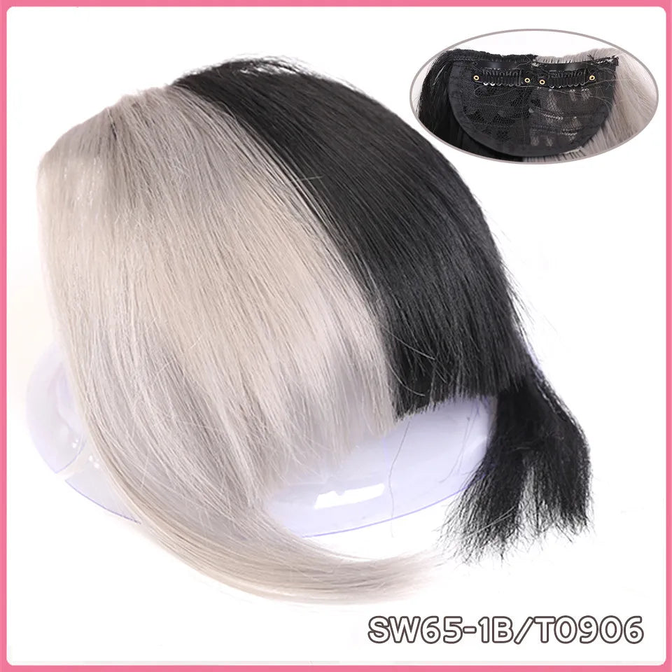 LM Short Synthetic Bangs Heat Resistant Hairpieces Hair Women Natural Short Fake Hair Bangs Hair Clips For Extensions Black