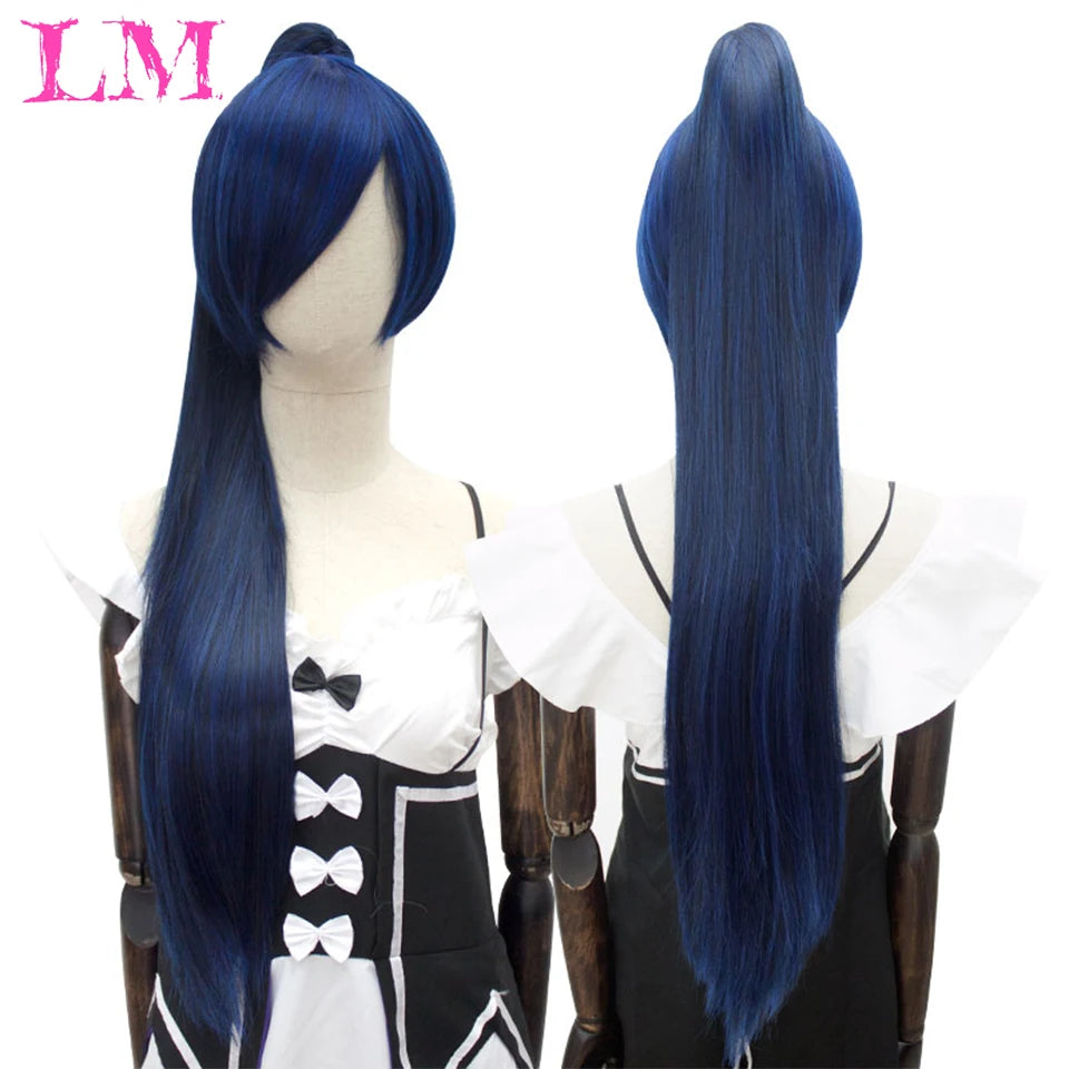 Long Straight Around Clip In Ponytail Hair Extension Synthetic Ponytail Black Purple Red Hair Cosplay Wig Party Synthetic Wigs
