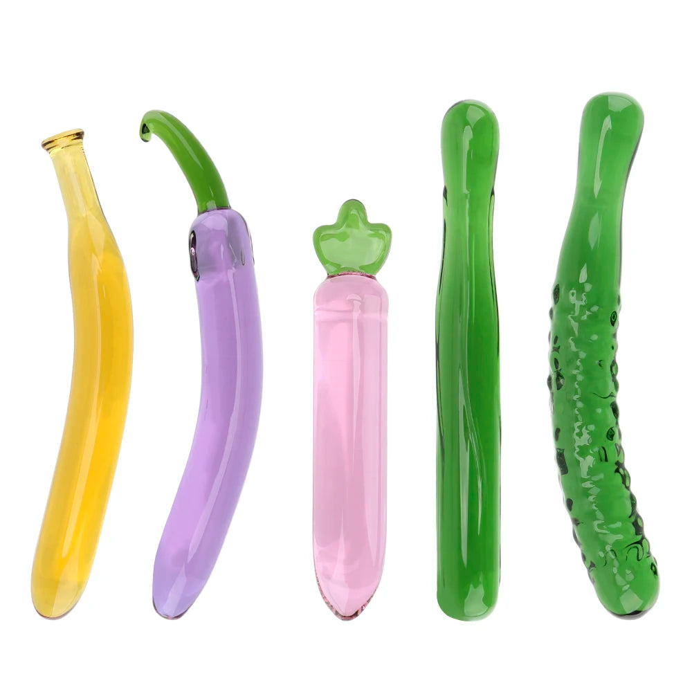 Eggplant Dildos Sex Toys for Men Women Banana Dildo Artificial penis Fruit Vegetable Anal Plug Glass Beads Butt Plug