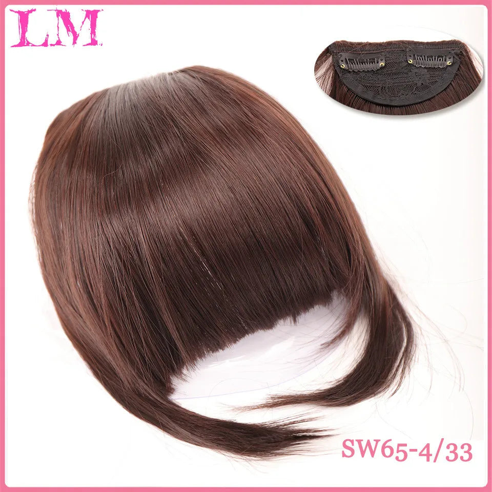 LM Short Synthetic Bangs Heat Resistant Hairpieces Hair Women Natural Short Fake Hair Bangs Hair Clips For Extensions Black