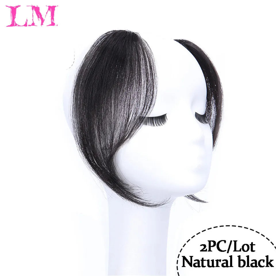 LM Short Synthetic Bangs Heat Resistant Hairpieces Hair Women Natural Short Fake Hair Bangs Hair Clips For Extensions Black