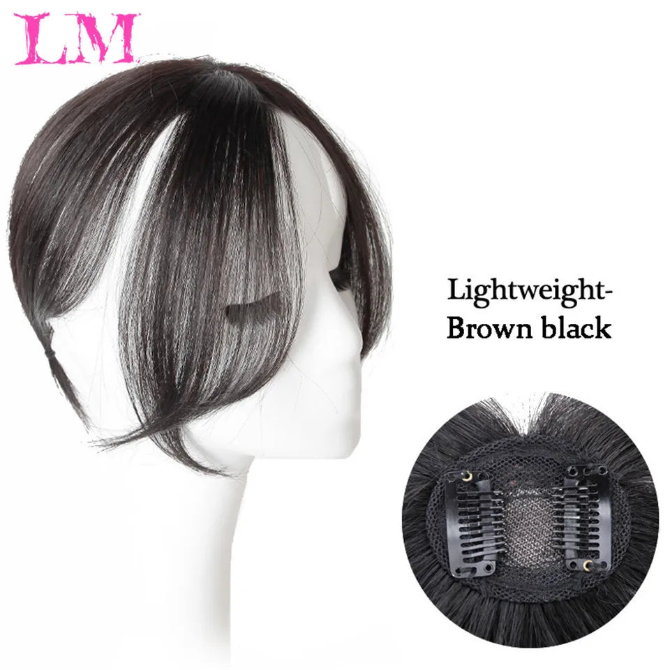 LM Short Synthetic Bangs Heat Resistant Hairpieces Hair Women Natural Short Fake Hair Bangs Hair Clips For Extensions Black