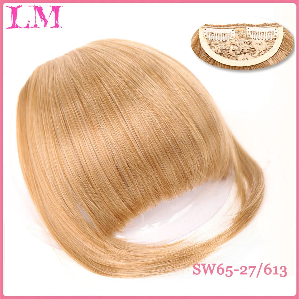LM Short Synthetic Bangs Heat Resistant Hairpieces Hair Women Natural Short Fake Hair Bangs Hair Clips For Extensions Black