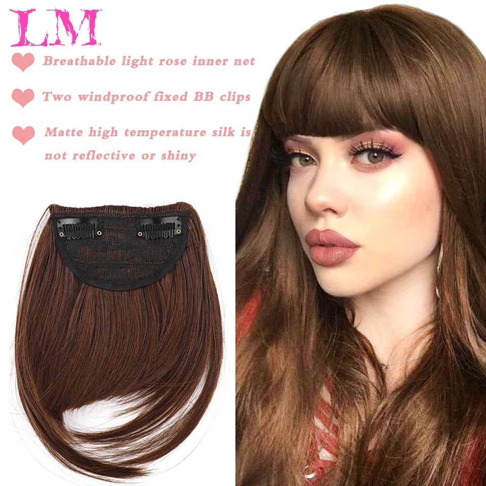 LM Short Synthetic Bangs Heat Resistant Hairpieces Hair Women Natural Short Fake Hair Bangs Hair Clips For Extensions Black