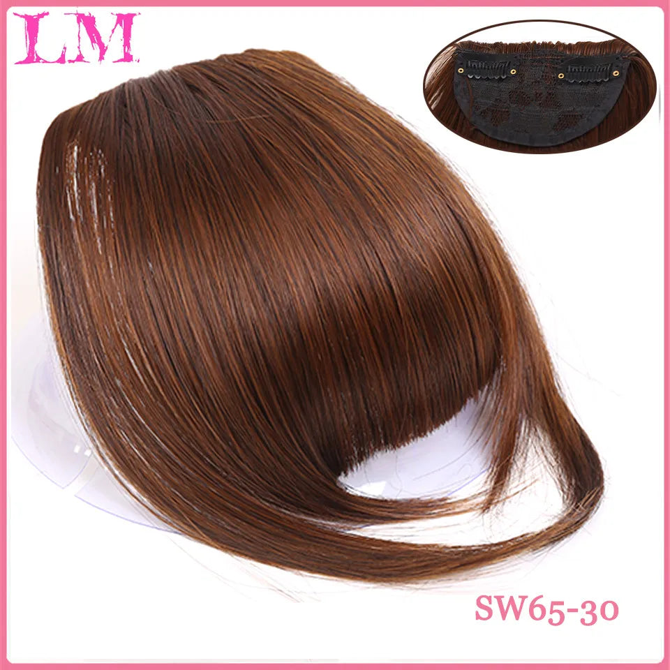 LM Short Synthetic Bangs Heat Resistant Hairpieces Hair Women Natural Short Fake Hair Bangs Hair Clips For Extensions Black