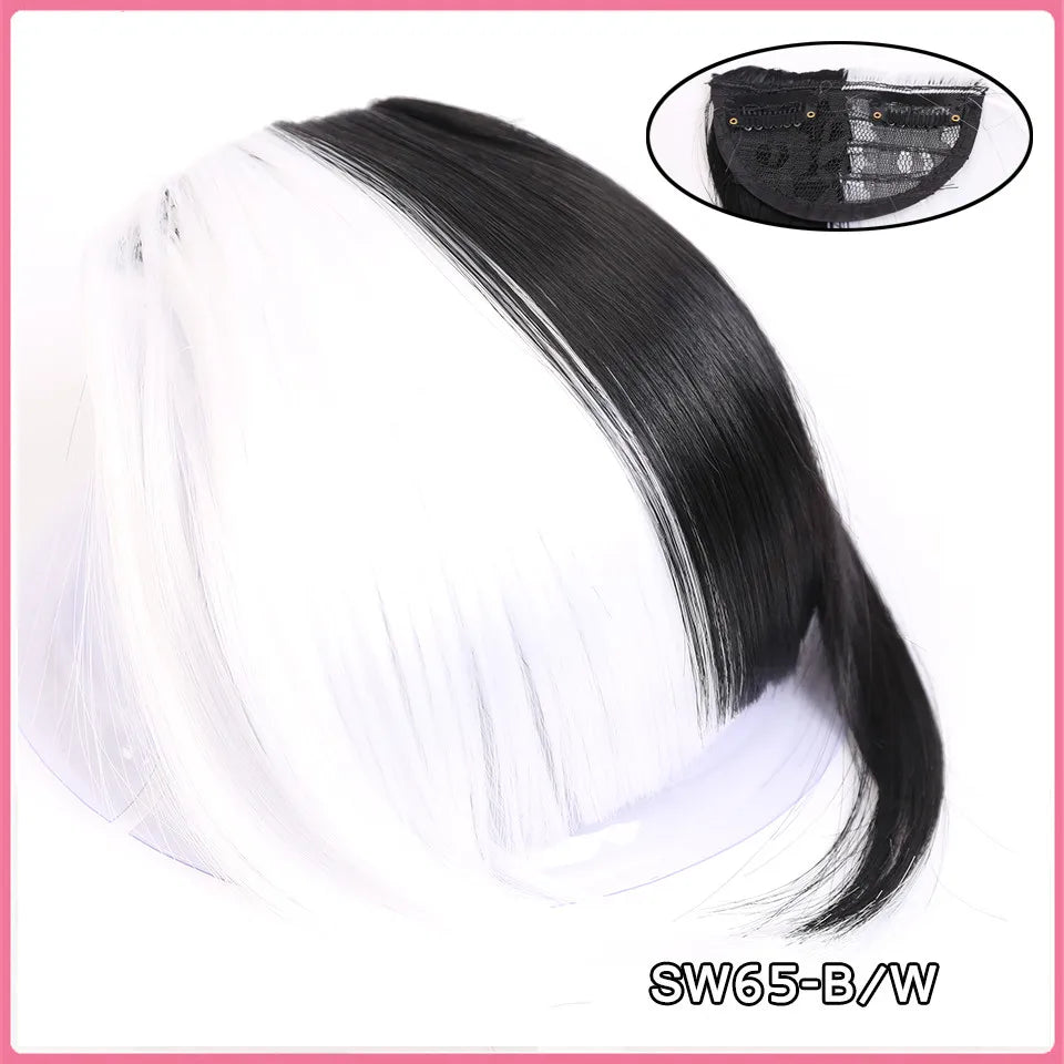 LM Short Synthetic Bangs Heat Resistant Hairpieces Hair Women Natural Short Fake Hair Bangs Hair Clips For Extensions Black