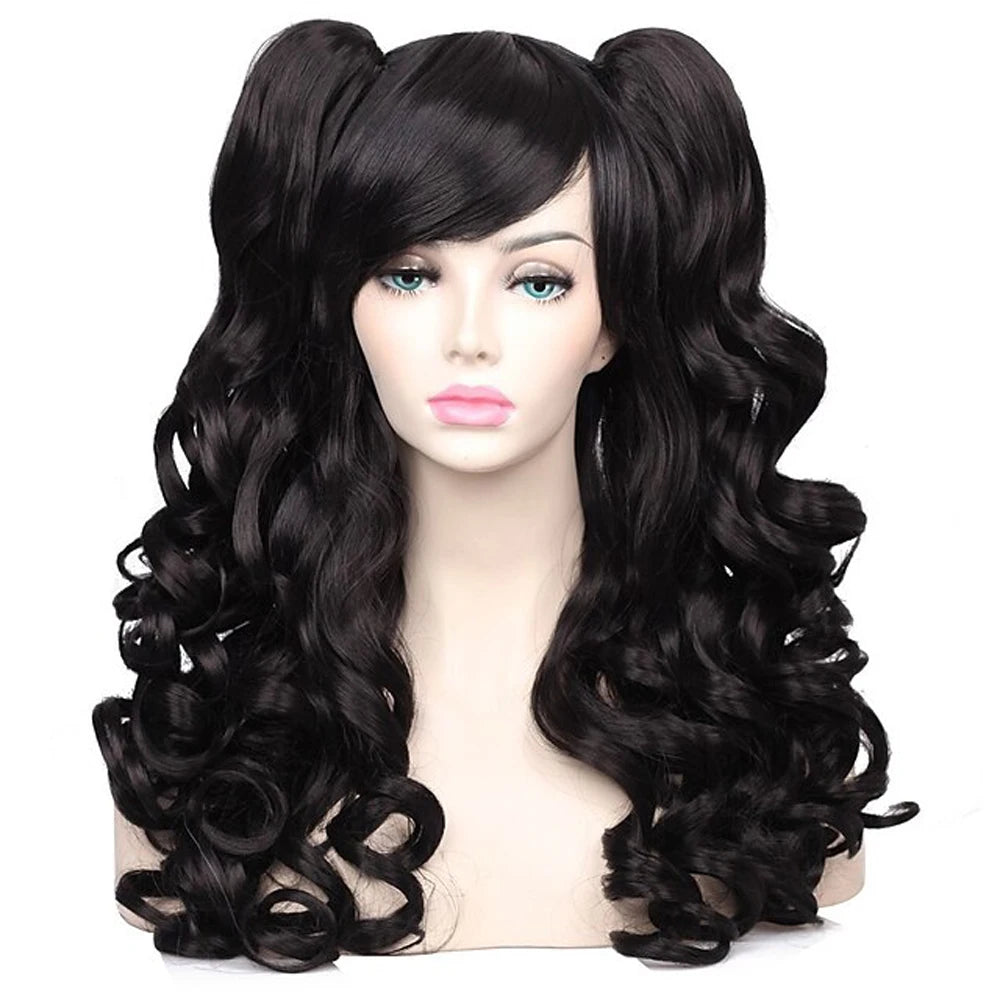 HAIRJOY Women Synthetic Hair  Long Curly Cosplay Wig  Halloween Wigs for Party  with 2 Ponytails