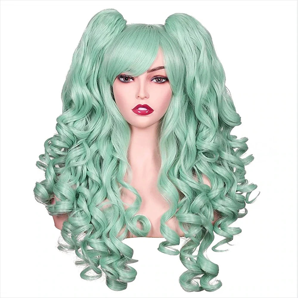 HAIRJOY Women Synthetic Hair  Long Curly Cosplay Wig  Halloween Wigs for Party  with 2 Ponytails