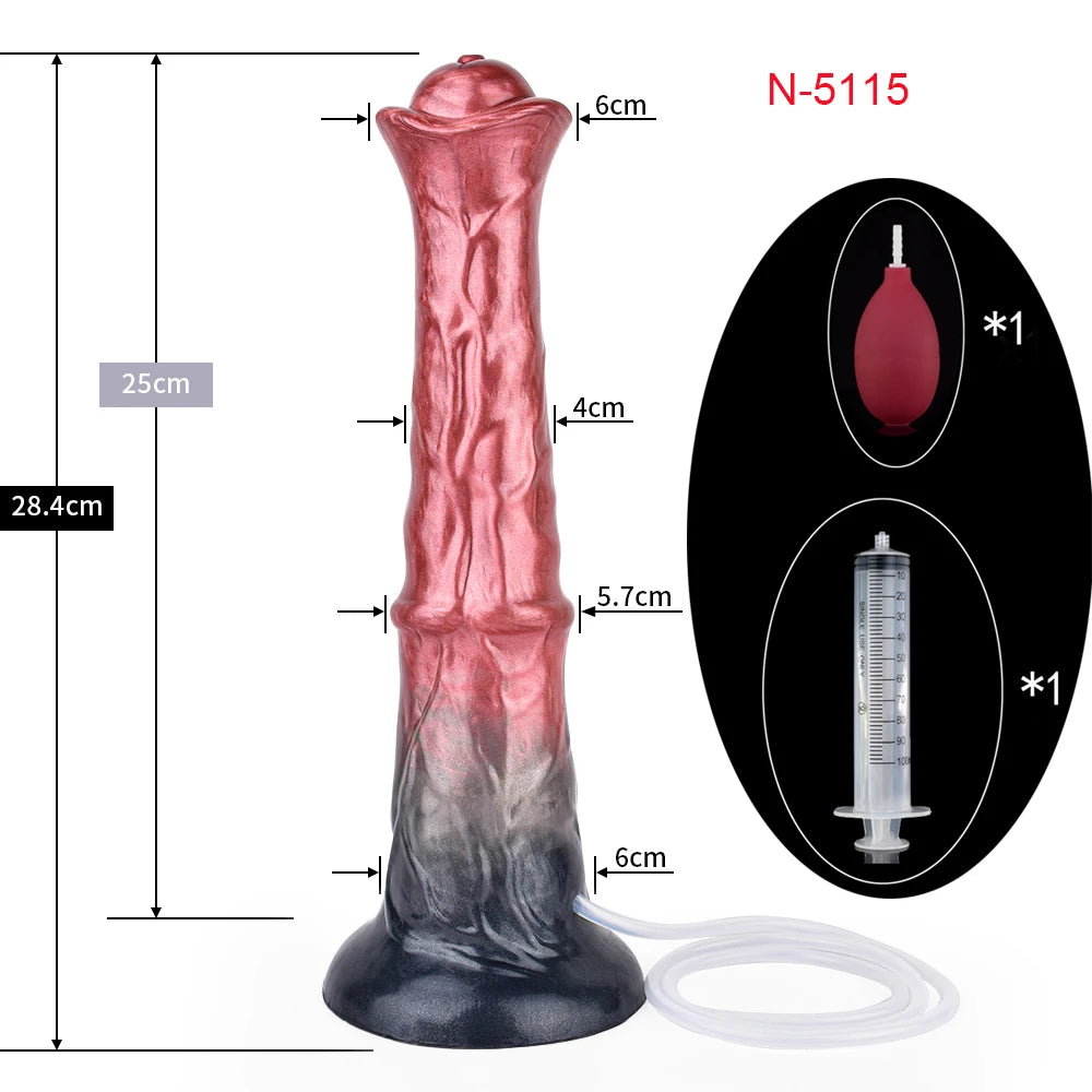 FAAK Squirting Penis Soft Silicone Fantasy Ejaculation Long Horse Dildo With Suction Cup Size S M L Penetration Anal Plug