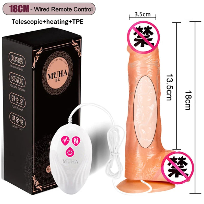 Big Dildo Vibrator Rechargeable Artificial Penis Telescopic Swing Heating Remote Silicone Dildos Control Vibrators For Women Gay