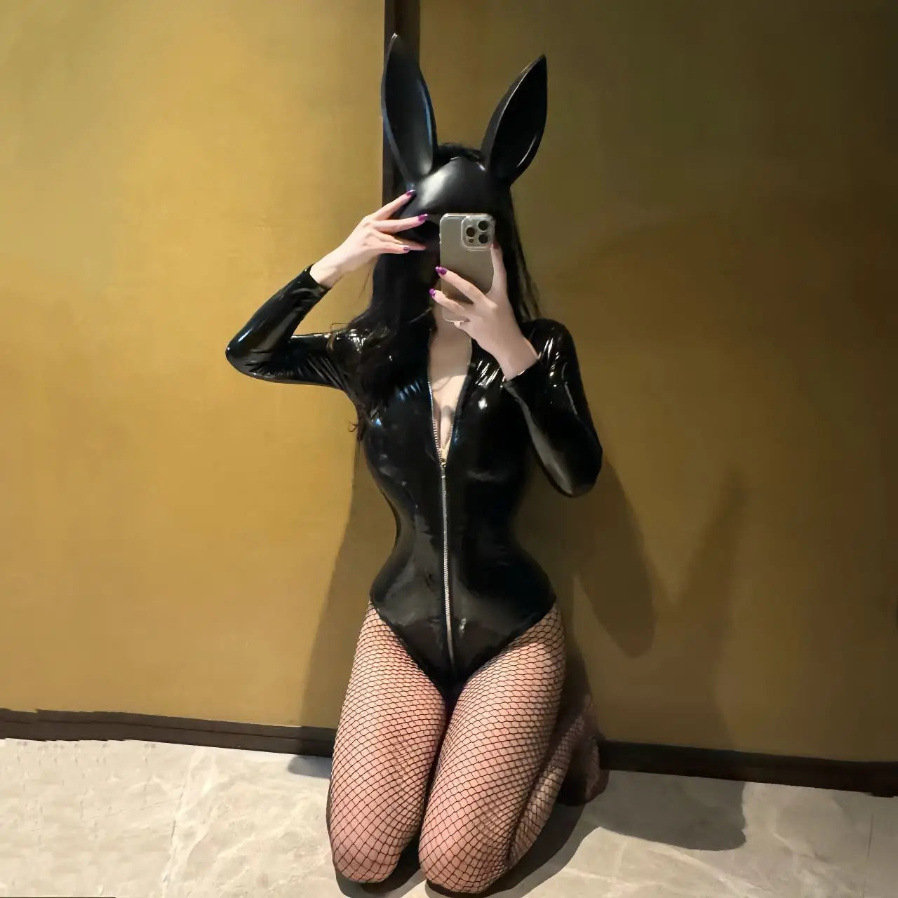 Sexy Patent Leather Bodysuit Zipper Uniform Pure Desire Sleepwear For Women Rompers Clothing Body Suits Fashion Women 3X63