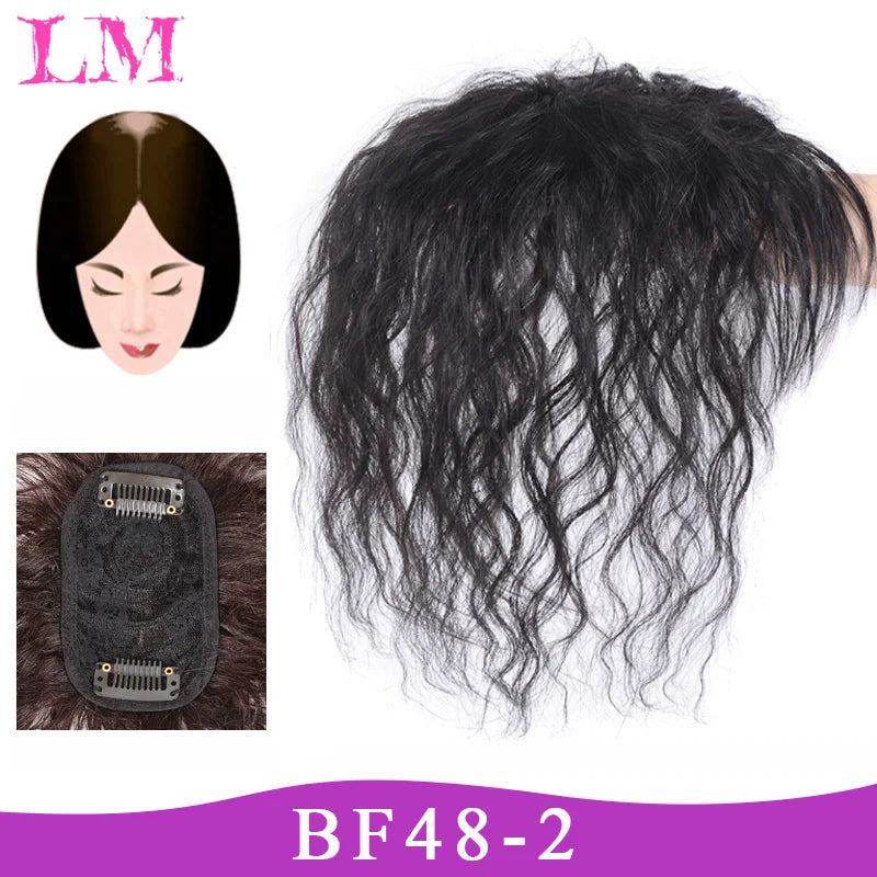 Replacement Piece Hair Covering White Hair Natural Invisible Seamless Hair Clip In Hair Bangs Hairpiece Synthetic Fake Bang Hair