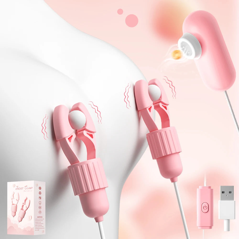 Nipple Clamp Sucking Vibrator Tongue Licking Vibrating For Women Breast Massage Labia Clitoris Clip Stimulation Massager Sex Toy