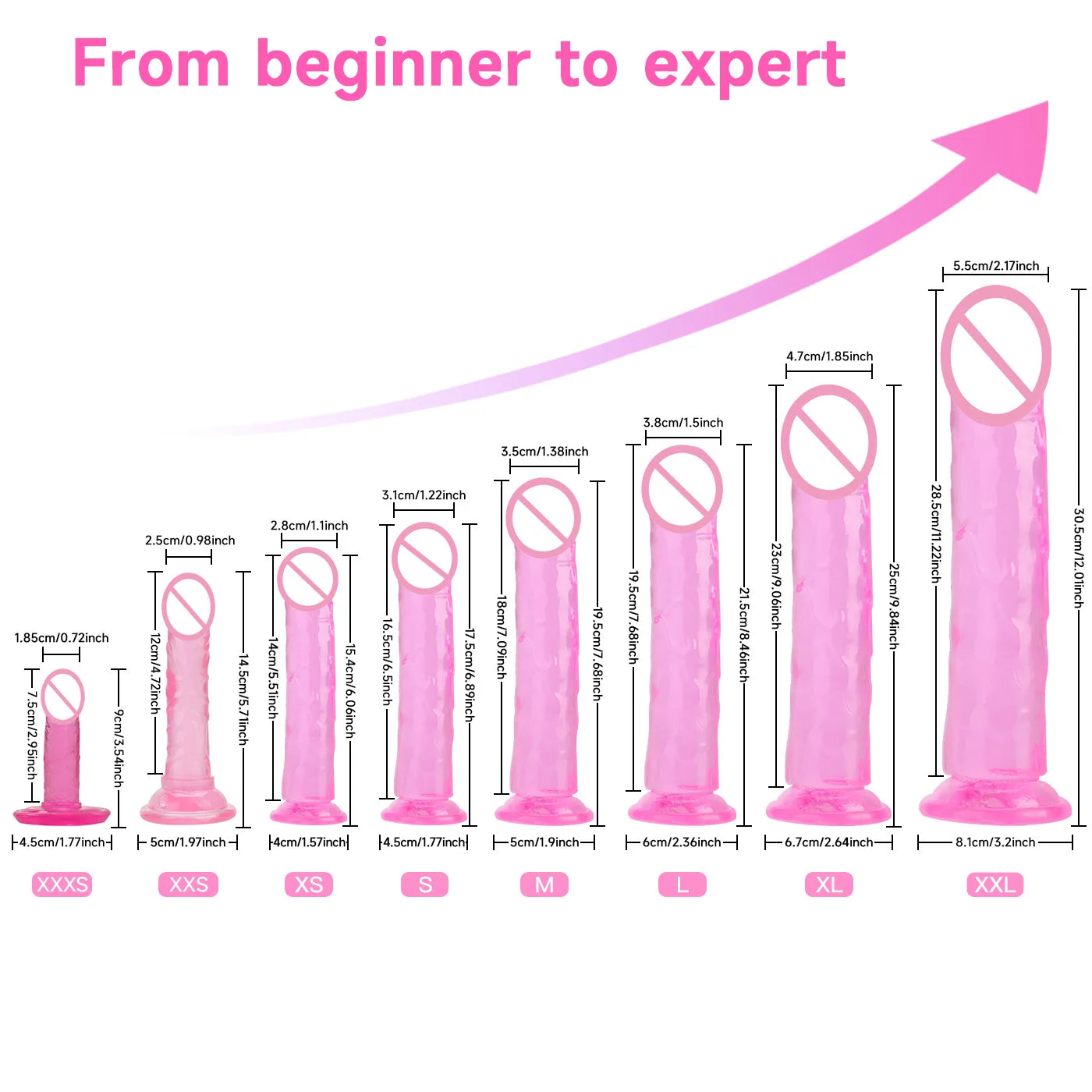 TPE Jelly Dildo Penis 8 Sizes Strong Suction Cup Women Vaginal Anal Plug Toys Masturbators, Unisex Adult Sex Toys, Sex Toys