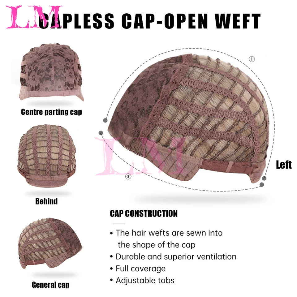 LM Golden Wig Synthetic Ombre Long Straight/Body Wave Middle Part Heat Resistant Natural Hair Wigs For Women Cosplay