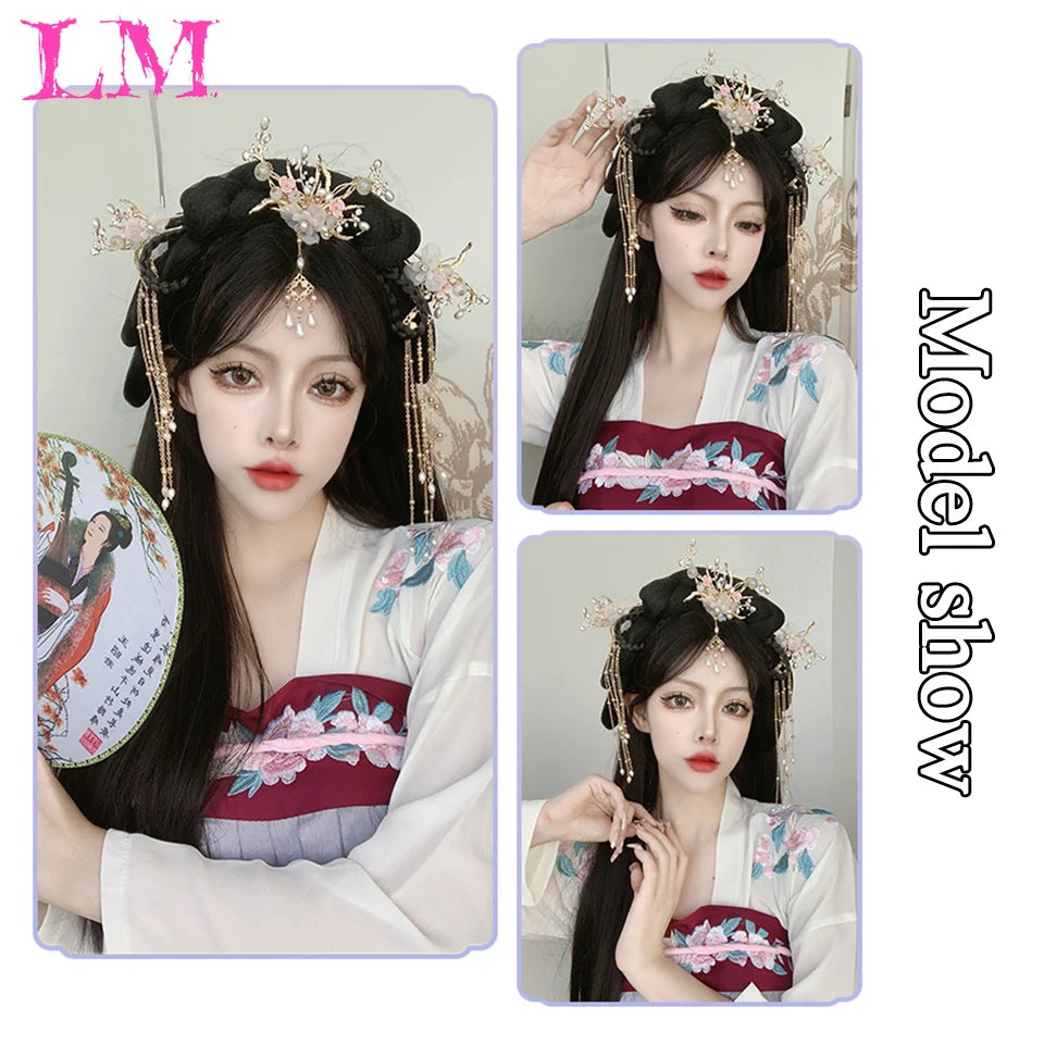 LM Synthetic Hanfu Ancient Costume Chinese Ancient Synthetic Wig Chignon Princess Hair Bun Cosplay Wig For Women