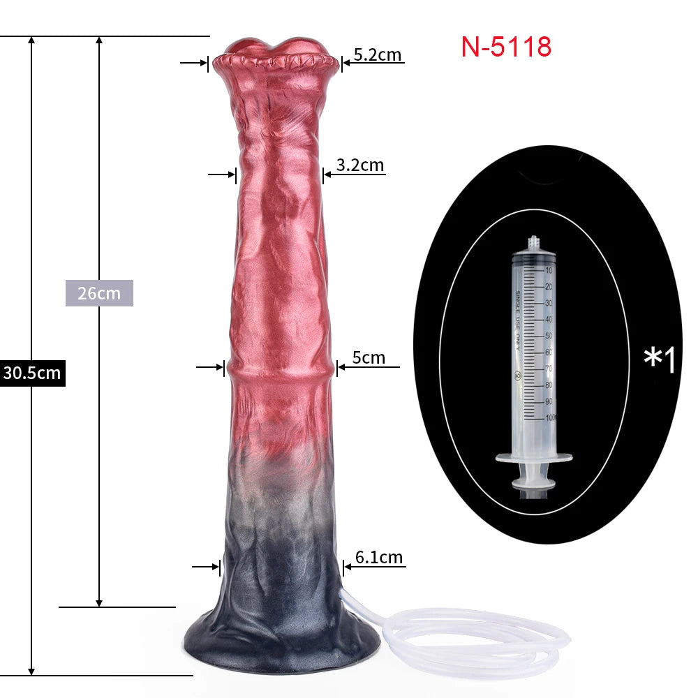 FAAK Squirting Penis Soft Silicone Fantasy Ejaculation Long Horse Dildo With Suction Cup Size S M L Penetration Anal Plug