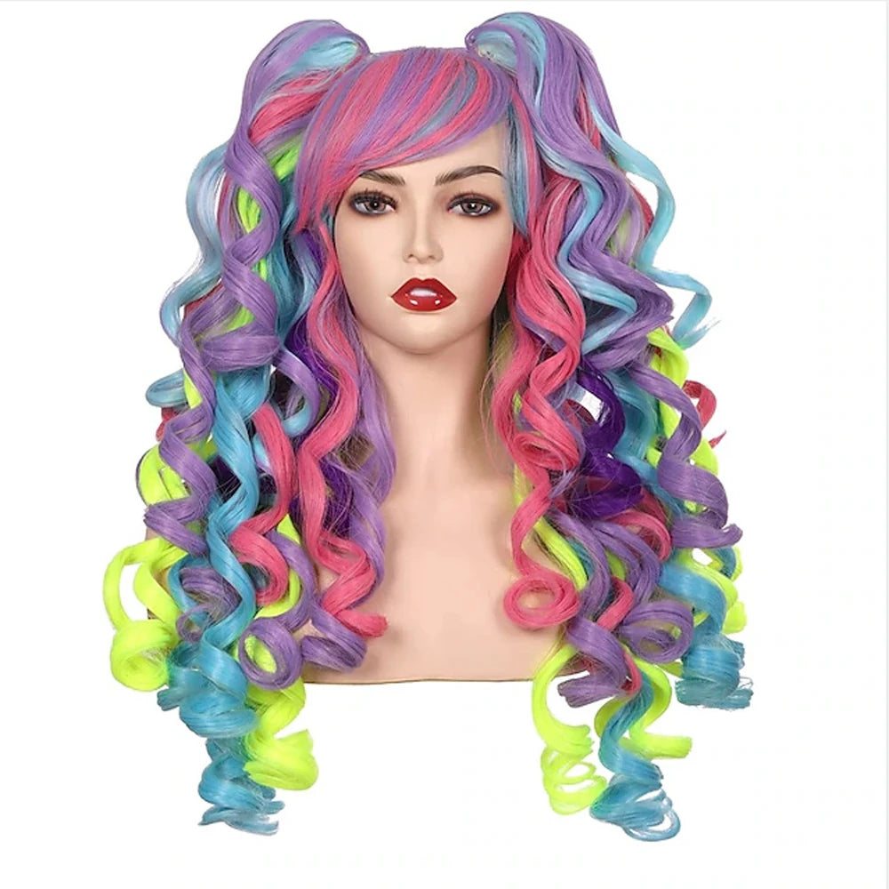 HAIRJOY Women Synthetic Hair  Long Curly Cosplay Wig  Halloween Wigs for Party  with 2 Ponytails