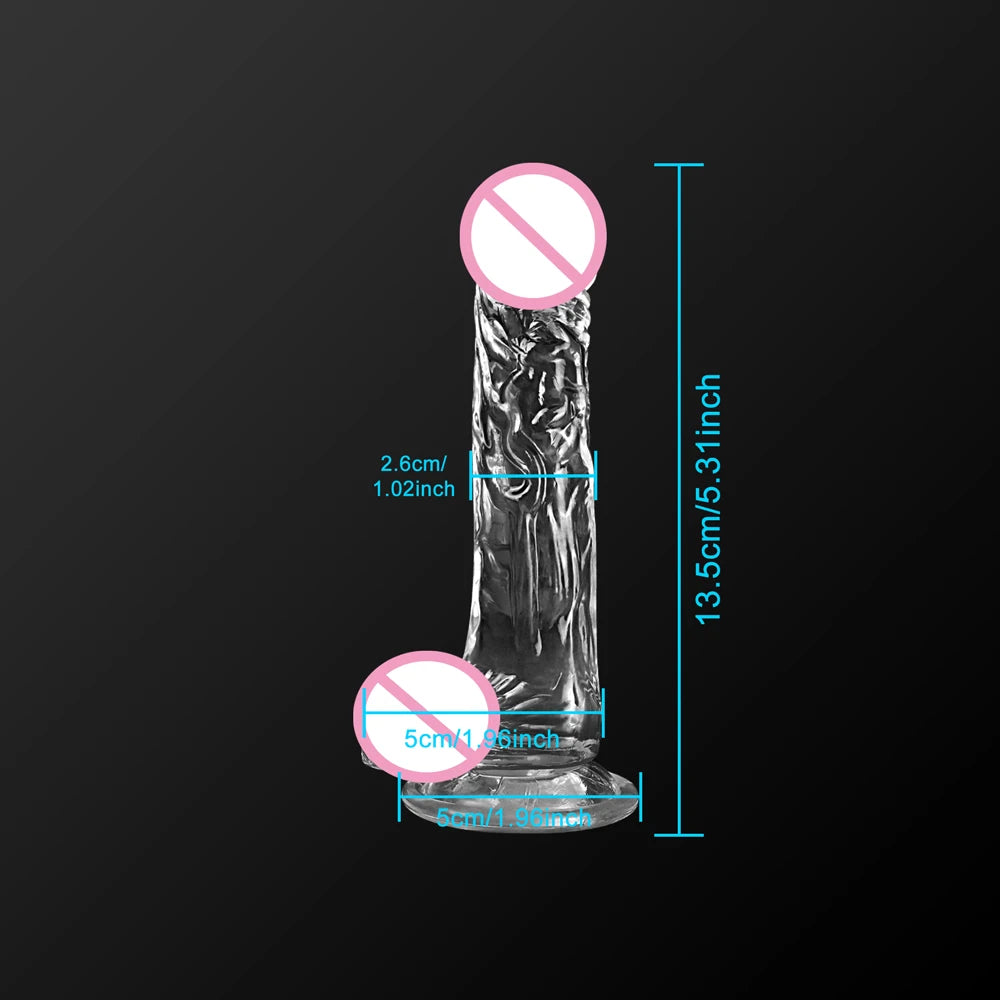 Realistic Transparent Dildo for Women Silicone Realistic Fake Dick Penis with Strong Suction Cup Hands-Free Adult Sex Toy