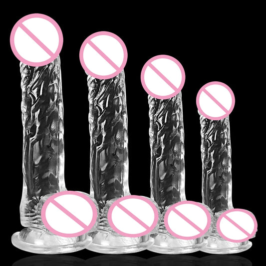 Realistic Transparent Dildo for Women Silicone Realistic Fake Dick Penis with Strong Suction Cup Hands-Free Adult Sex Toy