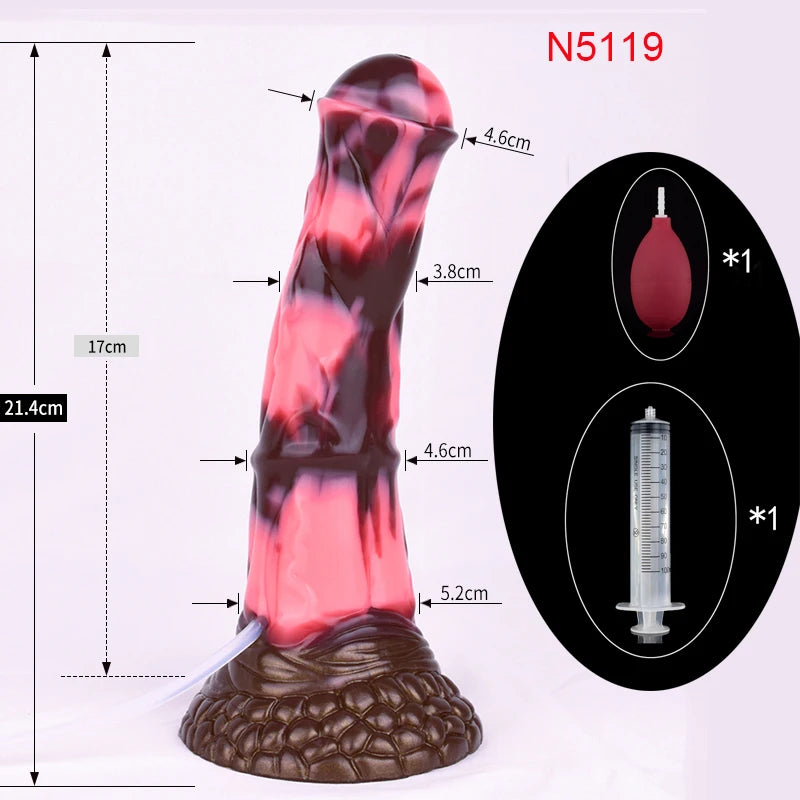 FAAK Squirting Penis Soft Silicone Fantasy Ejaculation Long Horse Dildo With Suction Cup Size S M L Penetration Anal Plug
