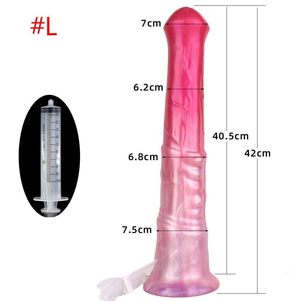 FAAK Squirting Penis Soft Silicone Fantasy Ejaculation Long Horse Dildo With Suction Cup Size S M L Penetration Anal Plug