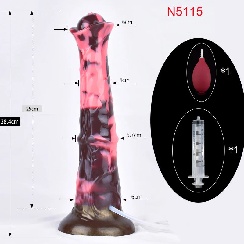 FAAK Squirting Penis Soft Silicone Fantasy Ejaculation Long Horse Dildo With Suction Cup Size S M L Penetration Anal Plug