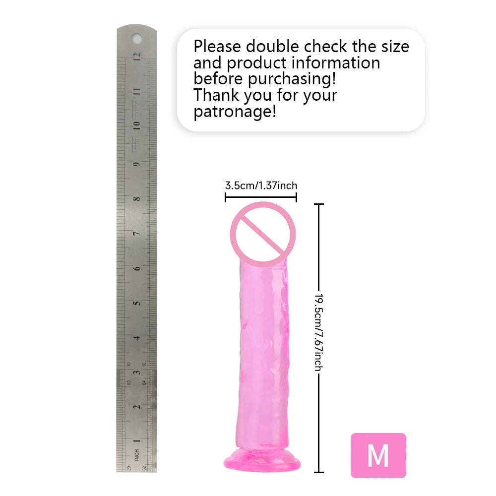TPE Jelly Dildo Penis 8 Sizes Strong Suction Cup Women Vaginal Anal Plug Toys Masturbators, Unisex Adult Sex Toys, Sex Toys