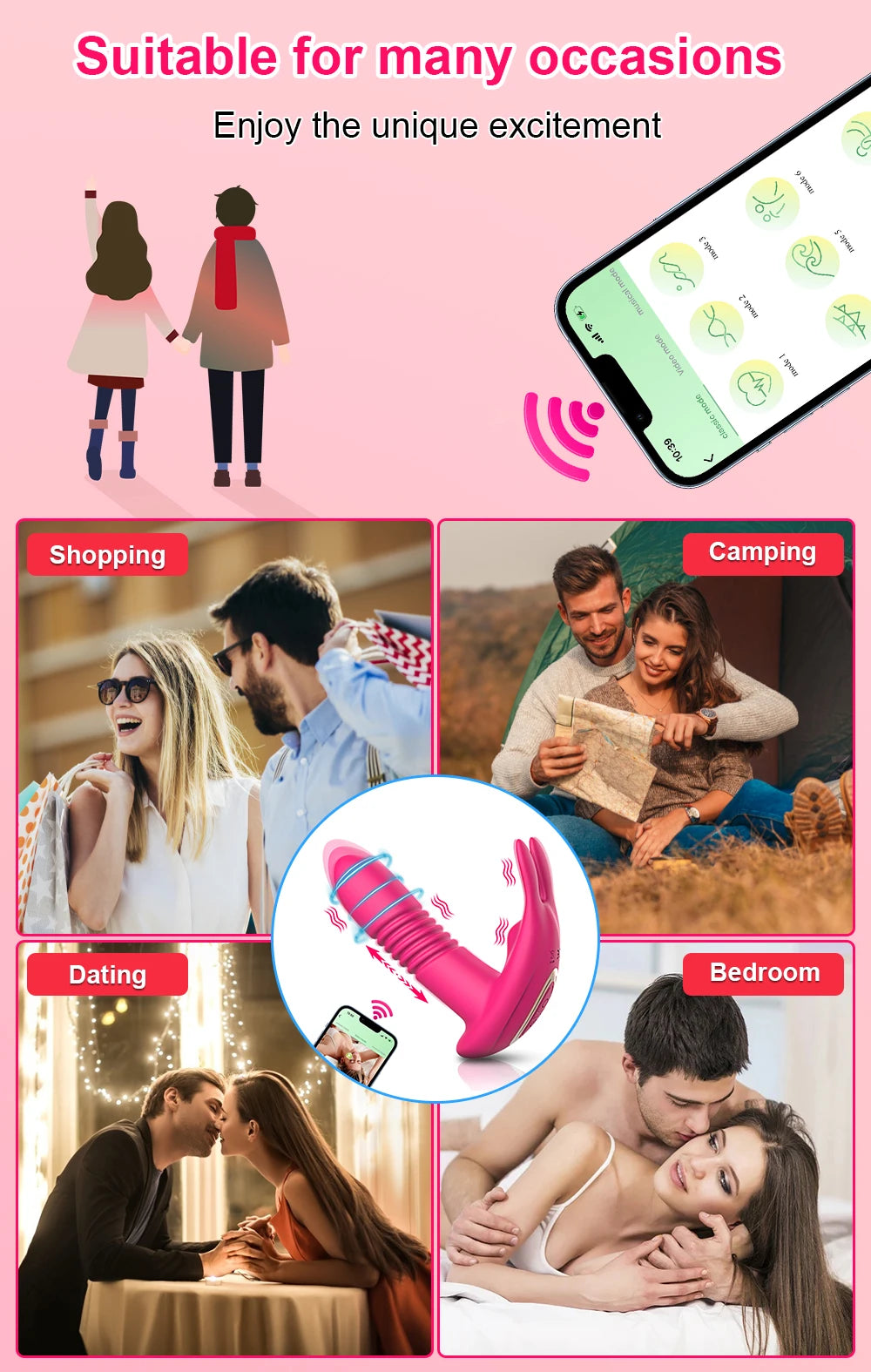 APP Bluetooth Control Vagina Vibrator Masturbation Women Clitoris Vibration Stimulator Wearable Vibrator Adult Erotica Products