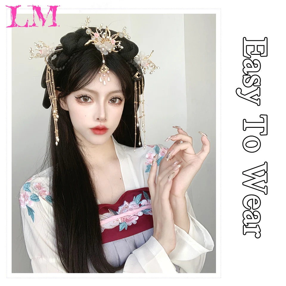 LM Synthetic Hanfu Ancient Costume Chinese Ancient Synthetic Wig Chignon Princess Hair Bun Cosplay Wig For Women