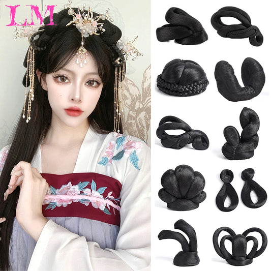 LM Synthetic Hanfu Ancient Costume Chinese Ancient Synthetic Wig Chignon Princess Hair Bun Cosplay Wig For Women
