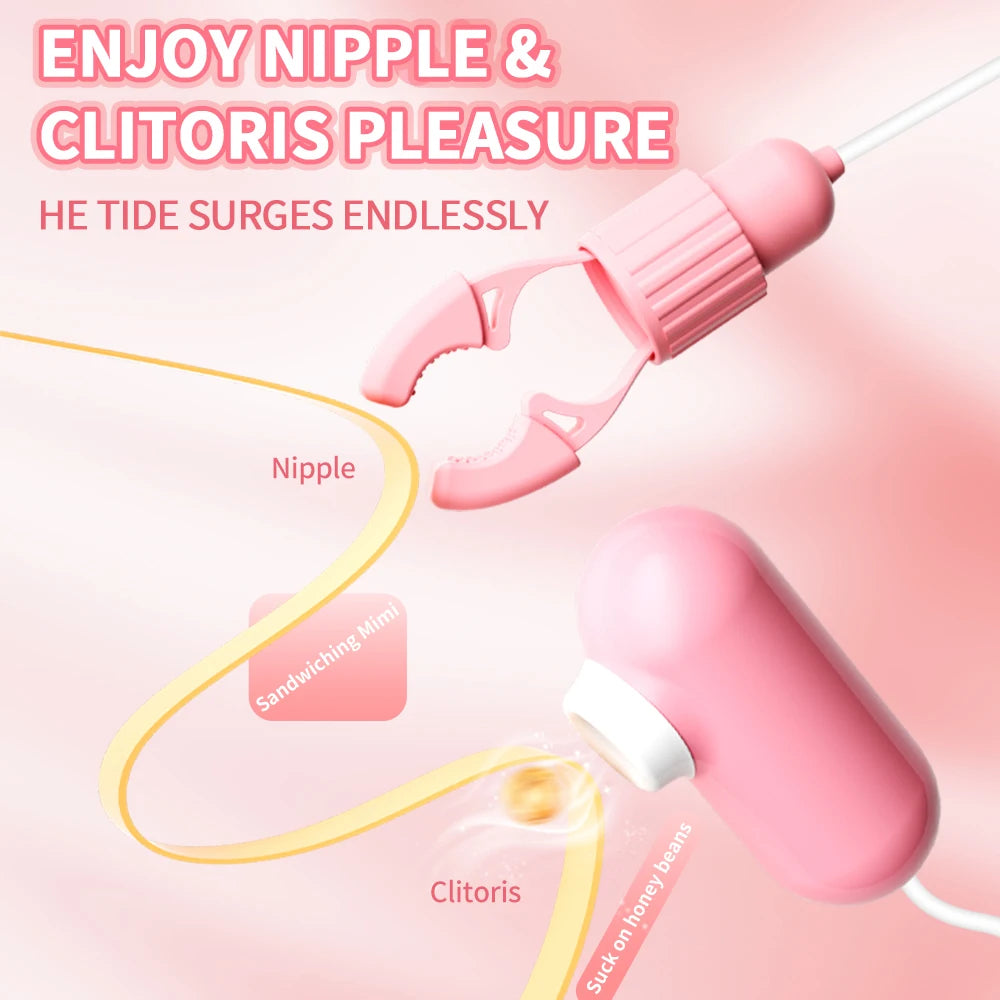 Nipple Clamp Sucking Vibrator Tongue Licking Vibrating For Women Breast Massage Labia Clitoris Clip Stimulation Massager Sex Toy