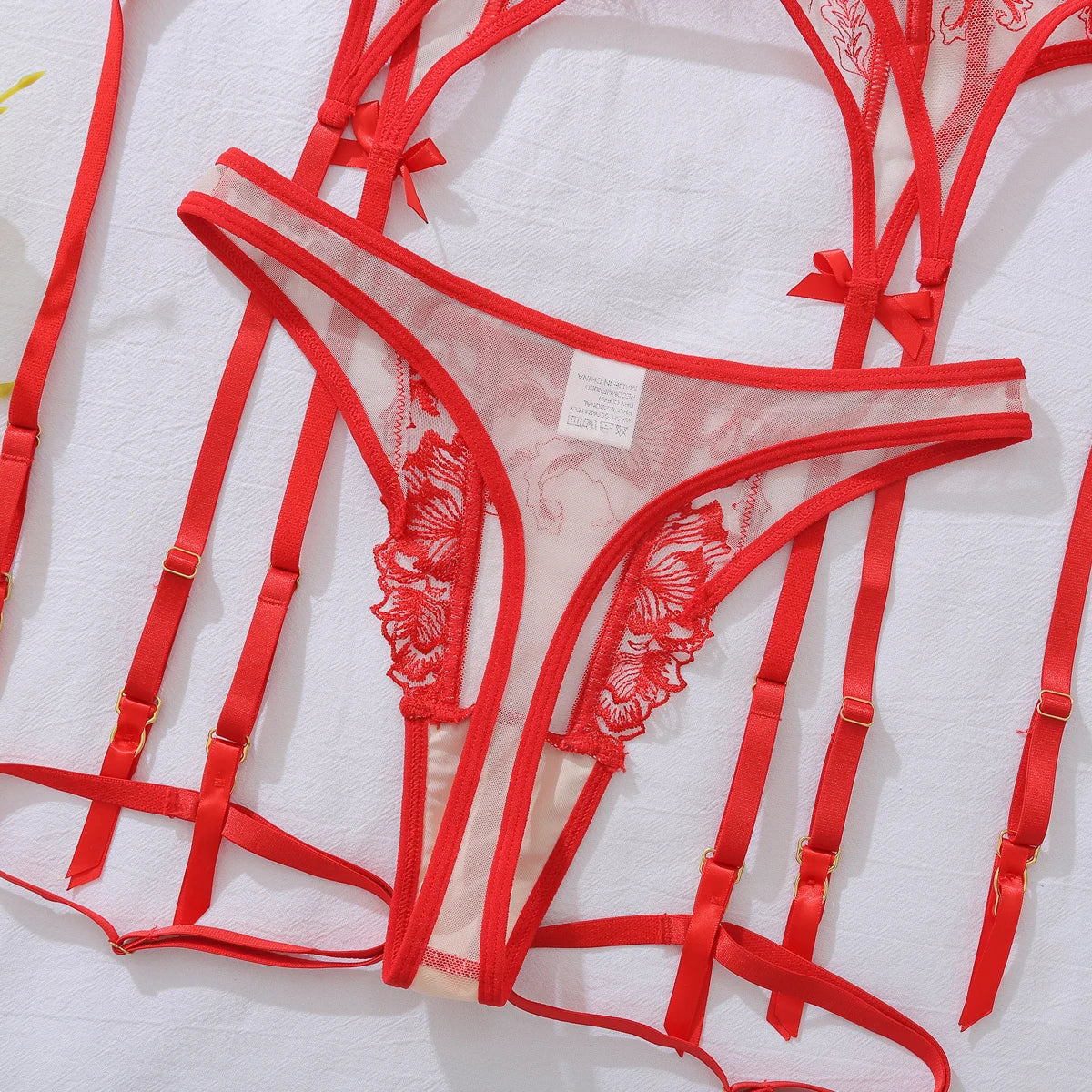 Luxury Valentine Lingeries Sexy Hot Lace Premium Underwear Daring Transparent Intimate Erotic Hot Red Outfit Complete