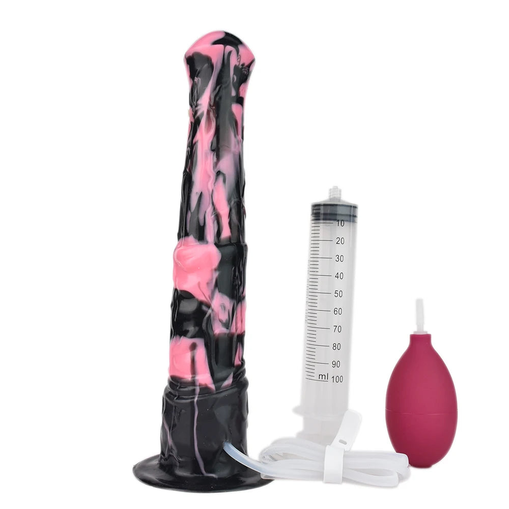 FAAK Squirting Penis Soft Silicone Fantasy Ejaculation Long Horse Dildo With Suction Cup Size S M L Penetration Anal Plug