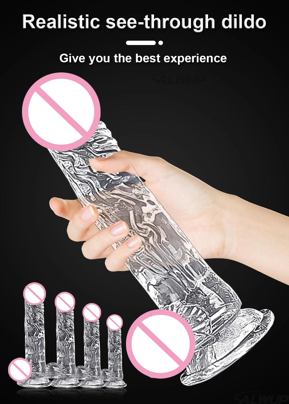 Realistic Transparent Dildo for Women Silicone Realistic Fake Dick Penis with Strong Suction Cup Hands-Free Adult Sex Toy
