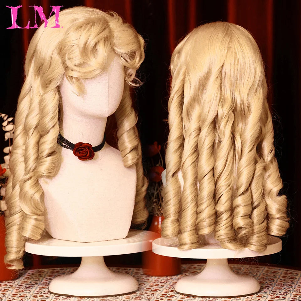 LM Golden Wig Synthetic Ombre Long Straight/Body Wave Middle Part Heat Resistant Natural Hair Wigs For Women Cosplay