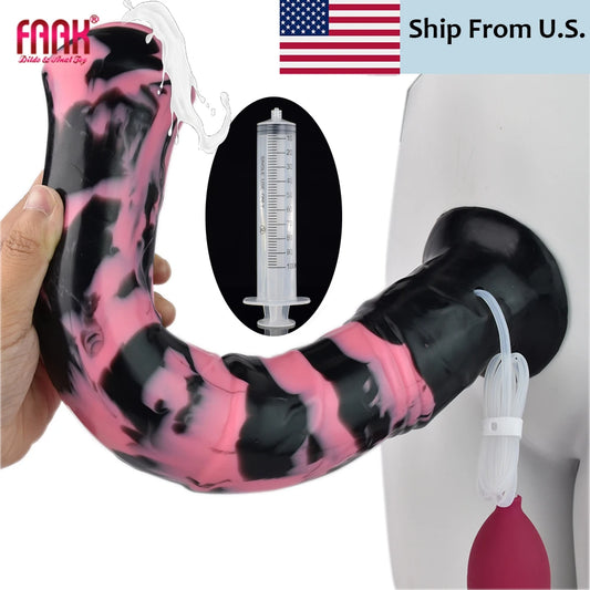 FAAK Squirting Penis Soft Silicone Fantasy Ejaculation Long Horse Dildo With Suction Cup Size S M L Penetration Anal Plug