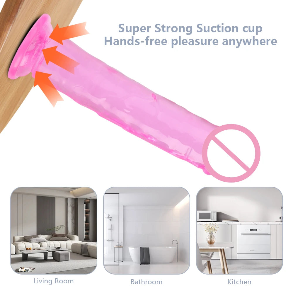TPE Jelly Dildo Penis 8 Sizes Strong Suction Cup Women Vaginal Anal Plug Toys Masturbators, Unisex Adult Sex Toys, Sex Toys