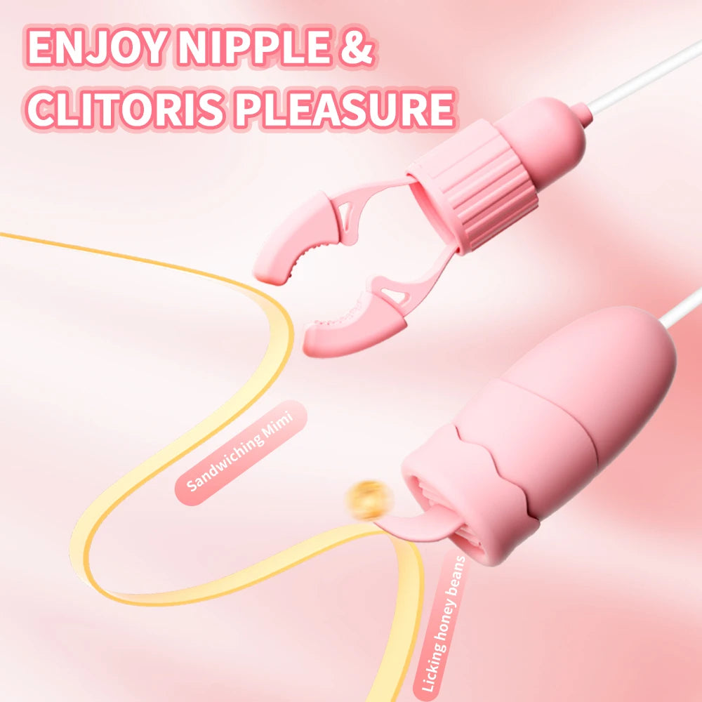 Nipple Clamp Sucking Vibrator Tongue Licking Vibrating For Women Breast Massage Labia Clitoris Clip Stimulation Massager Sex Toy