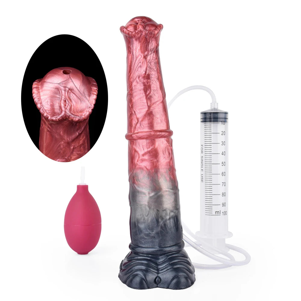 FAAK Squirting Penis Soft Silicone Fantasy Ejaculation Long Horse Dildo With Suction Cup Size S M L Penetration Anal Plug