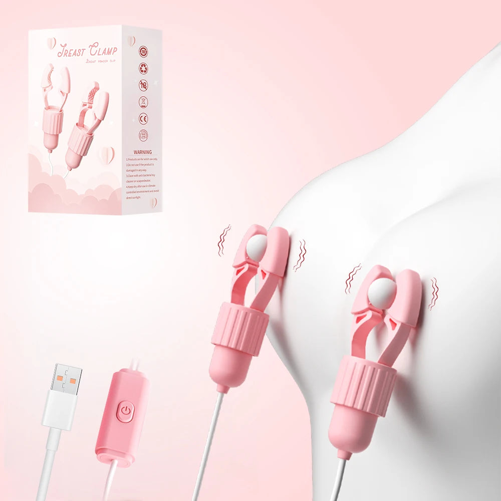 Nipple Clamp Sucking Vibrator Tongue Licking Vibrating For Women Breast Massage Labia Clitoris Clip Stimulation Massager Sex Toy