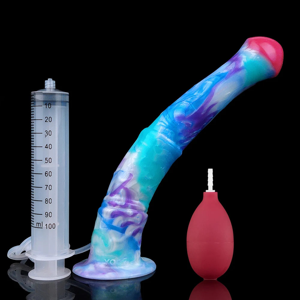FAAK Squirting Penis Soft Silicone Fantasy Ejaculation Long Horse Dildo With Suction Cup Size S M L Penetration Anal Plug