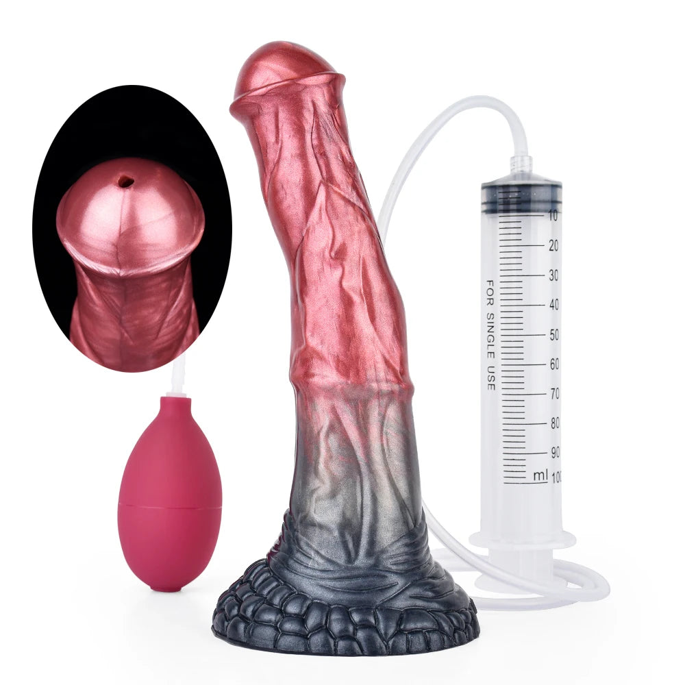 FAAK Squirting Penis Soft Silicone Fantasy Ejaculation Long Horse Dildo With Suction Cup Size S M L Penetration Anal Plug