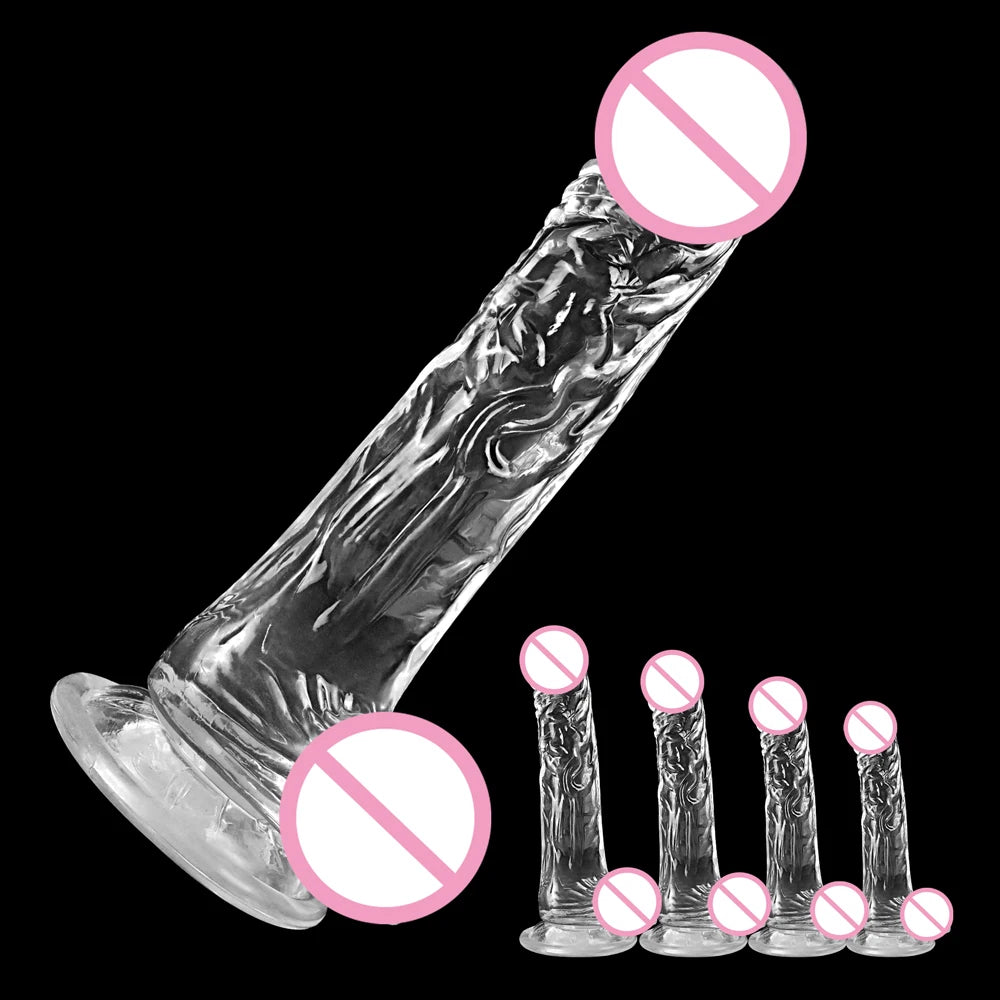 Realistic Transparent Dildo for Women Silicone Realistic Fake Dick Penis with Strong Suction Cup Hands-Free Adult Sex Toy