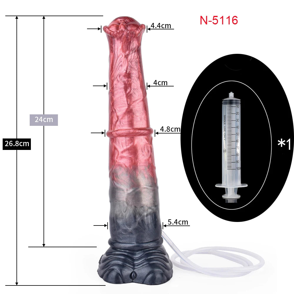 FAAK Squirting Penis Soft Silicone Fantasy Ejaculation Long Horse Dildo With Suction Cup Size S M L Penetration Anal Plug
