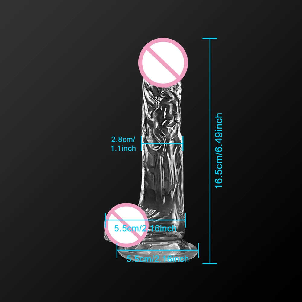 Realistic Transparent Dildo for Women Silicone Realistic Fake Dick Penis with Strong Suction Cup Hands-Free Adult Sex Toy