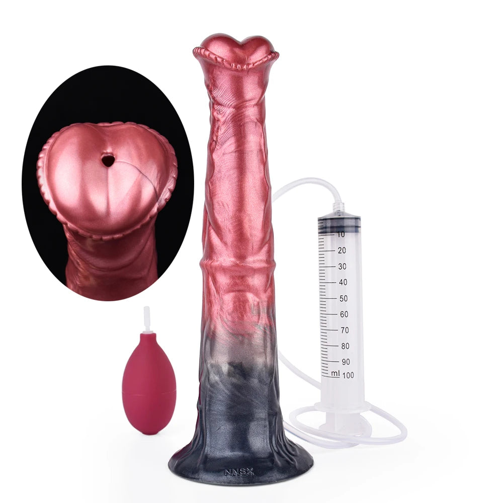 FAAK Squirting Penis Soft Silicone Fantasy Ejaculation Long Horse Dildo With Suction Cup Size S M L Penetration Anal Plug